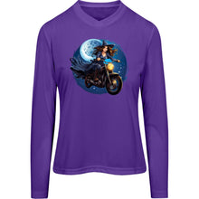 Load image into Gallery viewer, Biker Witch Halloween Women&#39;s Long Sleeve V-Neck Tee