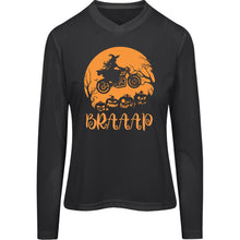 Load image into Gallery viewer, &quot;Brappp&quot; Halloweeen Witch Ladies’ Long Sleeve V-Neck Tee