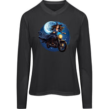 Load image into Gallery viewer, Biker Witch Halloween Women&#39;s Long Sleeve V-Neck Tee