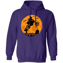 Load image into Gallery viewer, Halloween Moon Biker Witch Pullover Hoodie