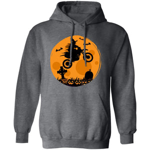 Halloween Moon Biker Witch Pullover Hoodie