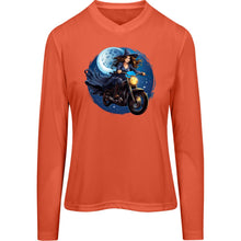 Load image into Gallery viewer, Biker Witch Halloween Women&#39;s Long Sleeve V-Neck Tee