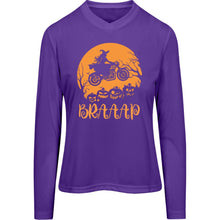 Load image into Gallery viewer, &quot;Brappp&quot; Halloweeen Witch Ladies’ Long Sleeve V-Neck Tee