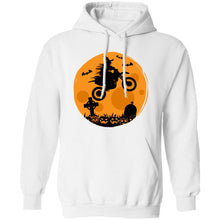 Load image into Gallery viewer, Halloween Moon Biker Witch Pullover Hoodie