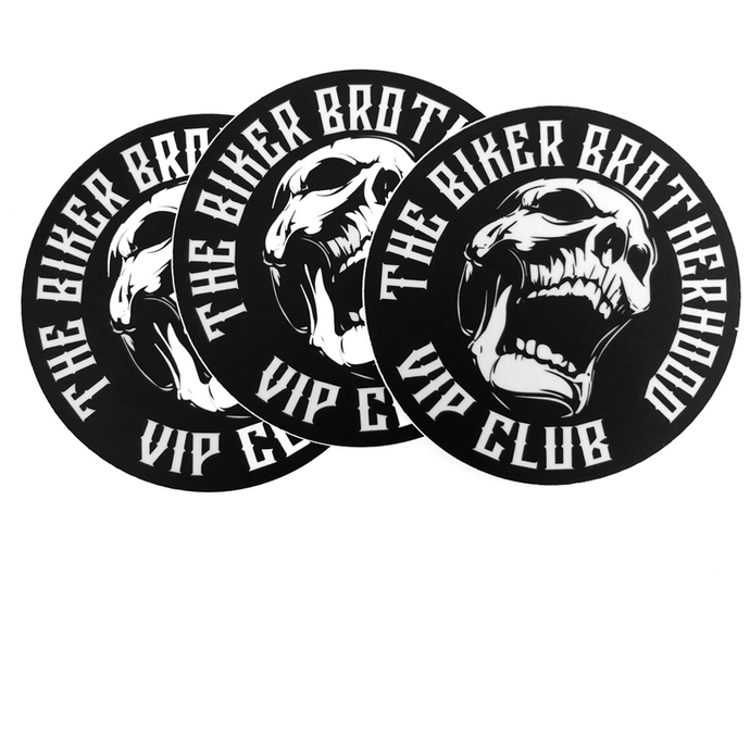 Biker Brotherhood VIP Club Large Round Decals - 3 Pcs