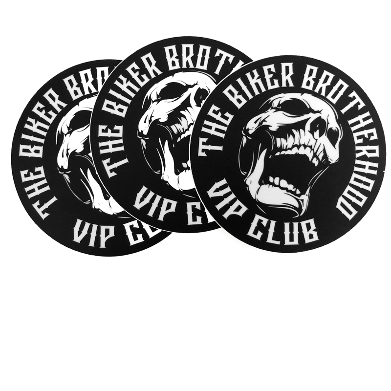 Biker Brotherhood VIP Club Large Round Decals - 3 Pcs