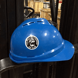 Biker Brotherhood VIP Club Helmet Sticker on a hardhat