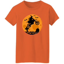 Load image into Gallery viewer, Halloween Moon Biker Witch Ladies Fit Tee