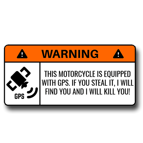 Biker GPS Warning Decal