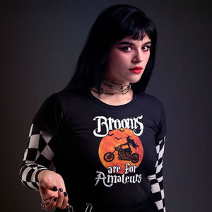 Brooms Are For Amateurs! Ladies' Fit Halloween Tee