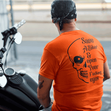 Load image into Gallery viewer, Biker VIP Club Safety Tee - Open Your Eyes!